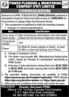 Power Planning & Monitoring Company Limited Islamabad Tender Notice